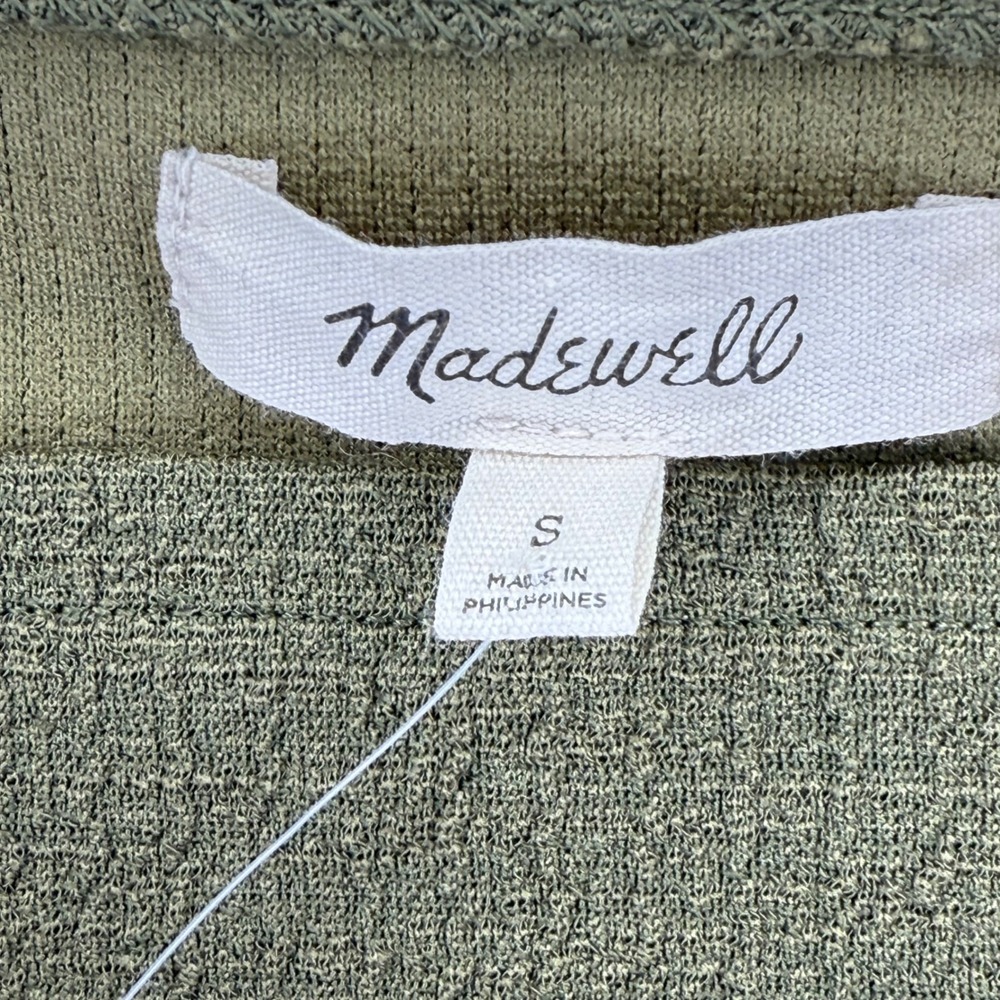 Madewell Womens Top Olive‎ Green Square Neck Long Sleeve Textured Blouse Small - Picture 4 of 9